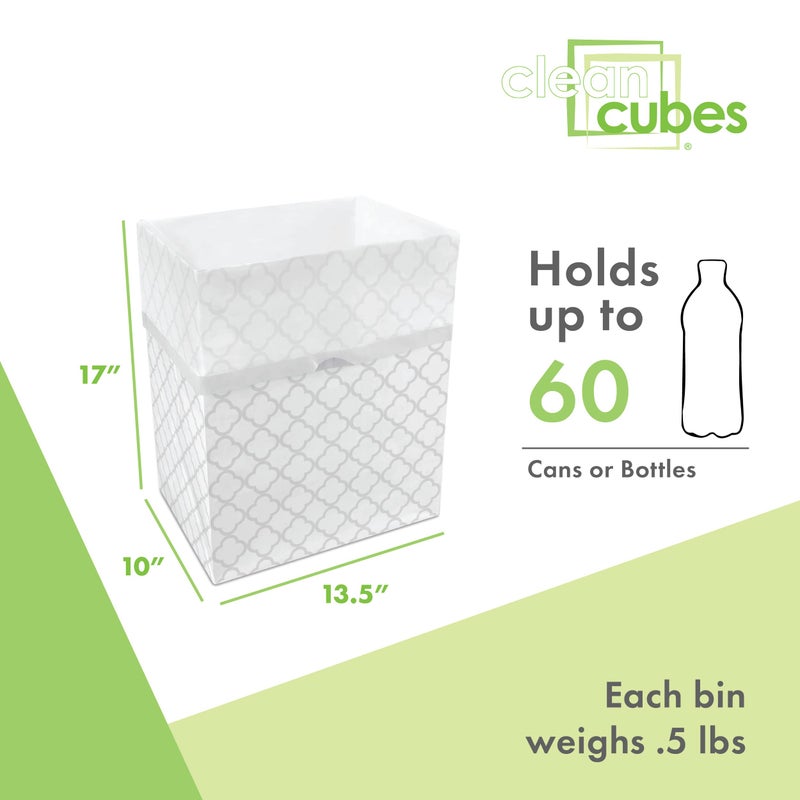 Clean Cubes 13 Gallon Disposable Pop-Up Trash Cans (3-Pack) with Fitted Bags â€“ Foldable Garbage & Recycling Bins for Parties, Events & Kitchen (Trellis, 17" H x 13.5" W x 10" D) - Image 3